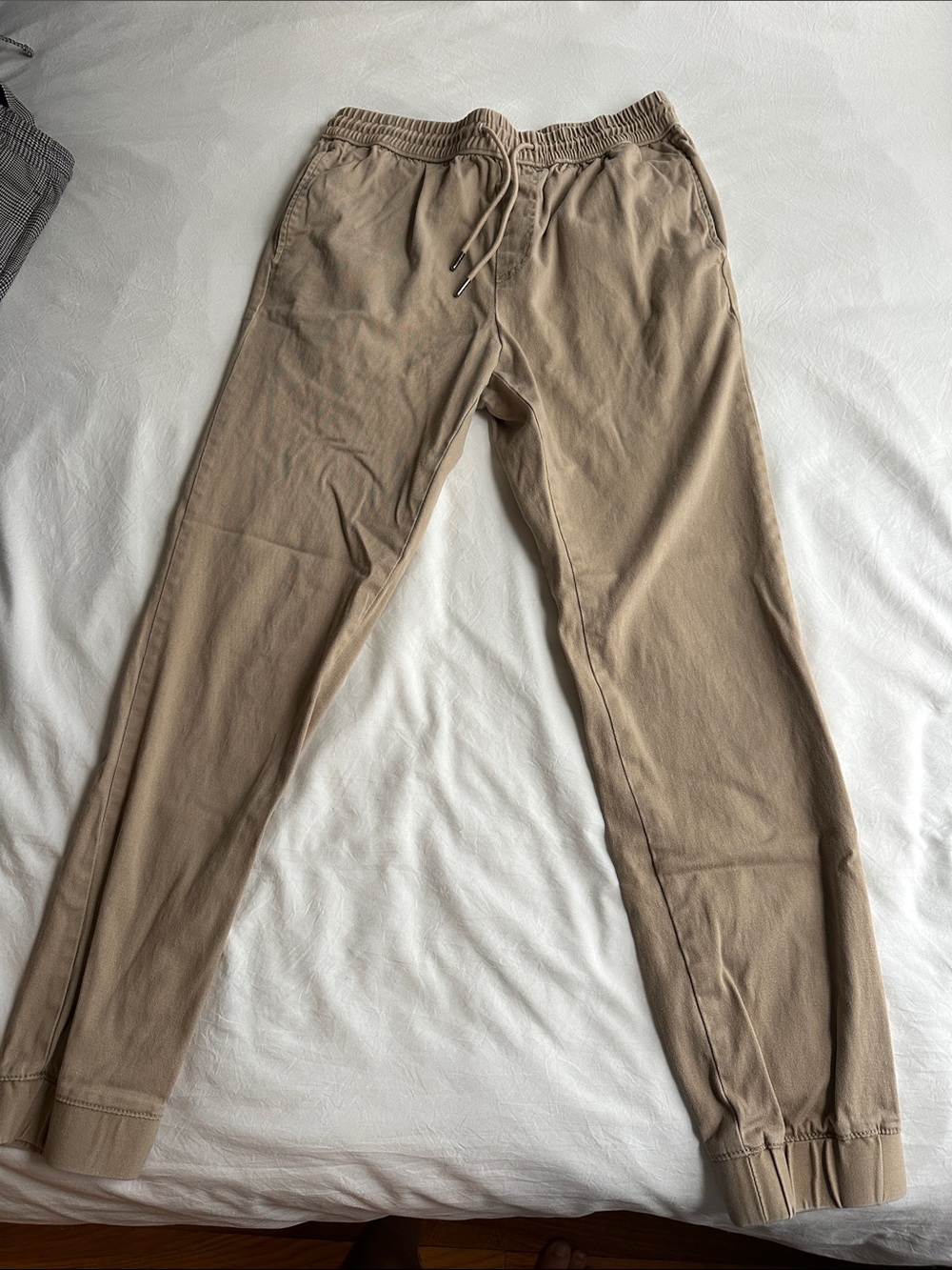 Original Use Men's Tan Drawstring Joggers with Cuffed Ankles